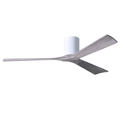 Matthews Fan Irene-H 60in 3-Blade Flush Mount Ceiling Fan | Gloss White and Barn Wood Solid Wood Blades | Bedroom & Living Room | Model IR3H-WH-BW-60