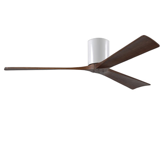 Matthews Fan Irene-3H 60in 3-Blade Ceiling Fan | Gloss White and Walnut Wood Blades | Bedroom & Living Room | 60 x 60 x 10 in | Model IR3H-WH-WA-60