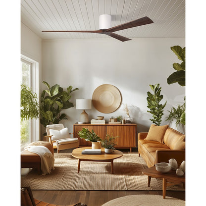 Matthews Fans Irene-3H 72in 3-Blade Ceiling Fan | Contemporary Gloss White and Walnut | Living Room & Bedroom | 72 x 72 x 10 in | Model IR3H-WH-WA-72