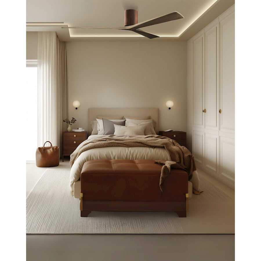 Matthews Fans Irene-3H 72in 3-Blade Flush Mount Ceiling Fan | Contemporary Walnut and Gray Ash Solid Wood | Living Room | Model IR3H-WN-GA-72