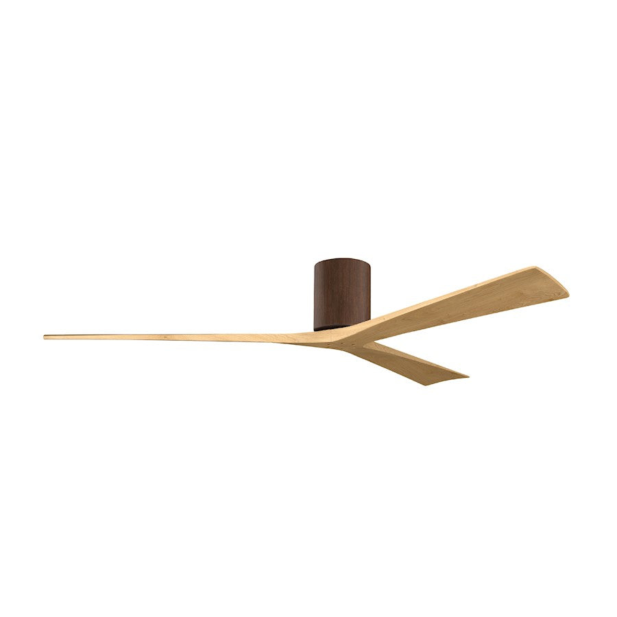 Matthews Fans Irene-3H 72in 3-Blade Flush Mount Ceiling Fan | Contemporary Walnut and Light Maple Wood | Great Room & Covered | Model IR3H-WN-LM-72