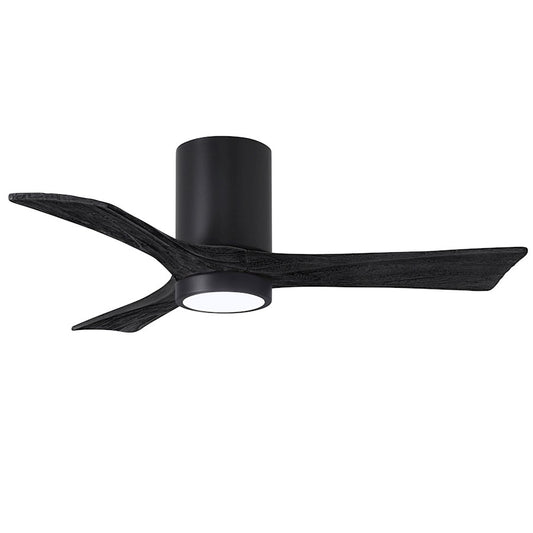 Matthews Fans Irene-3HLK 42in 3-Blade LED Ceiling Fan | Modern Matte Black and Black Wood | Living Room & Bedroom | Model IR3HLK-BK-BK-42