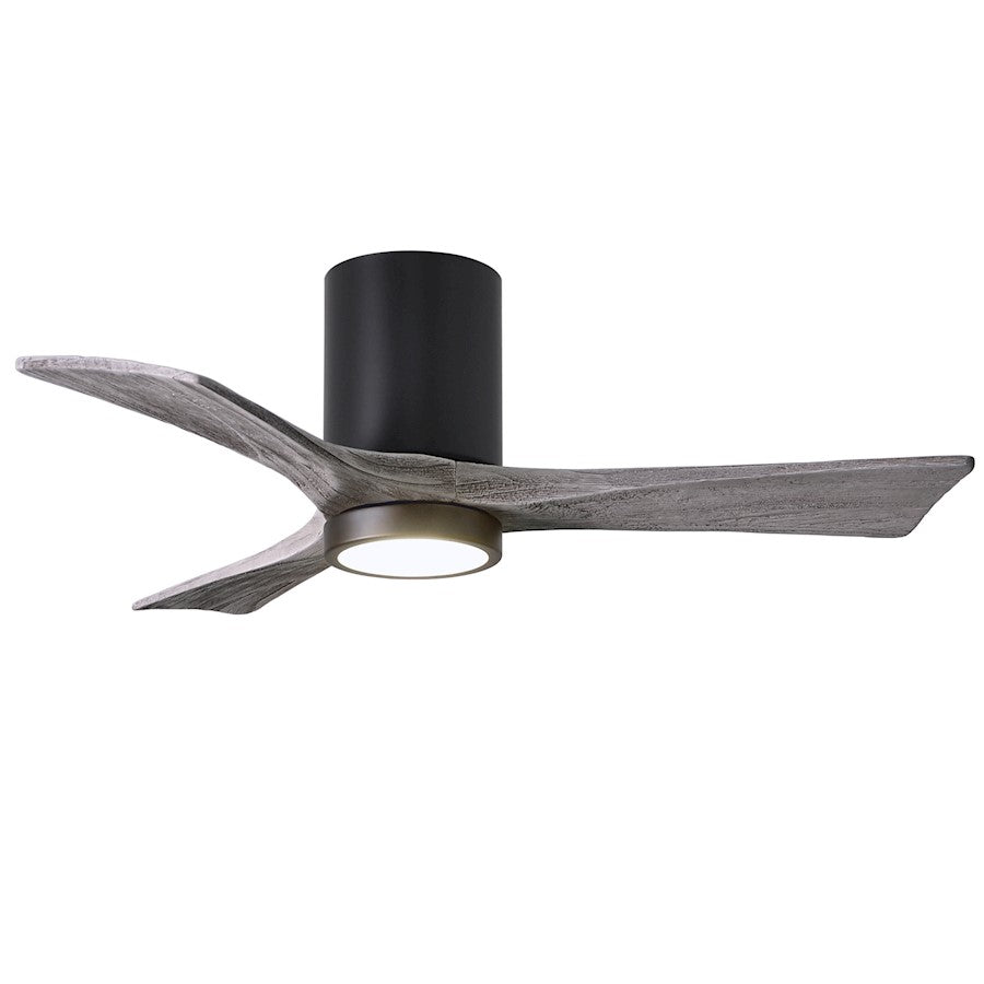 Matthews Fan Irene-HLK 42in 3-Blade LED Flush Ceiling Fan | Matte Black and Barn Wood Blades | Bedroom & Home Office | Model IR3HLK-BK-BW-42