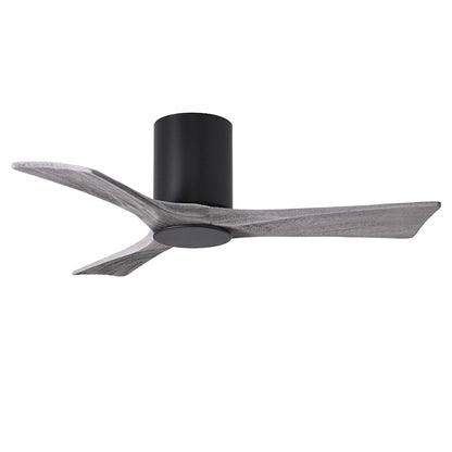 Matthews Fan Irene-HLK 42in 3-Blade LED Flush Ceiling Fan | Matte Black and Barn Wood Blades | Bedroom & Home Office | Model IR3HLK-BK-BW-42