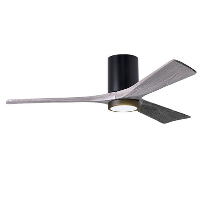 Matthews Fan Irene-HLK 52in 3-Blade LED Flush Ceiling Fan | Matte Black and Barn Wood Blades | Living Room & Bedroom | Model IR3HLK-BK-BW-52
