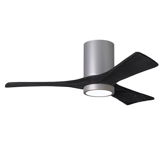 Matthews Fans Irene-3HLK 42in 3-Blade LED Ceiling Fan | Contemporary Brushed Nickel and Matte Black Wood | Covered Patio | Model IR3HLK-BN-BK-42