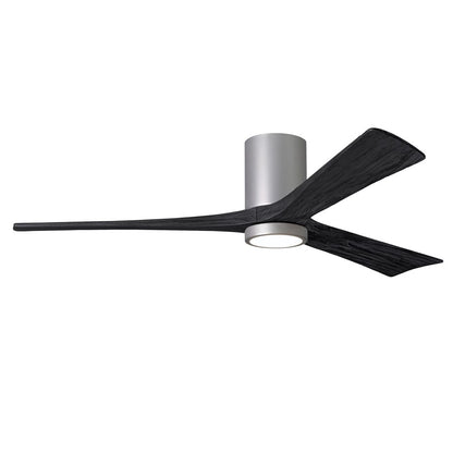 Matthews Fans Irene-3HLK 60in 3-Blade LED Ceiling Fan | Contemporary Brushed Nickel and Matte Black Solid Wood Blades | Great | Model IR3HLK-BN-BK-60