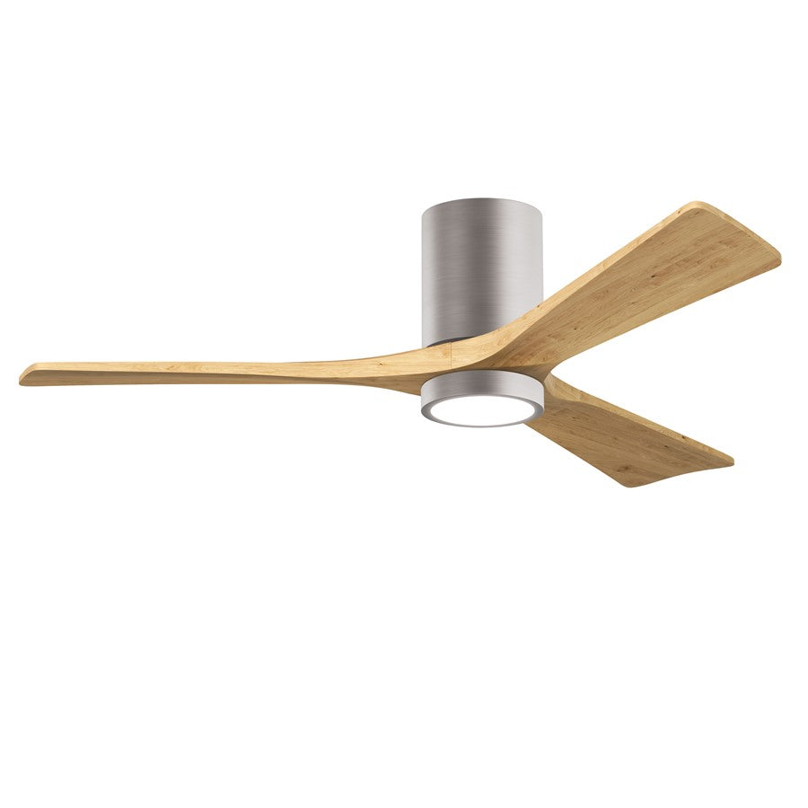 Matthews Fans Irene-3HLK 52in 3-Blade LED Ceiling Fan | Contemporary Brushed Nickel and Light Maple Solid Wood Blades | Model IR3HLK-BN-LM-52
