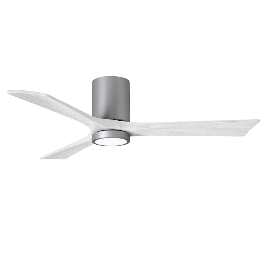 Matthews Fans Irene-3HLK 52in 3-Blade Flush Mount Ceiling Fan | Contemporary Brushed Nickel and Matte White Wood | Bedrooms | Model IR3HLK-BN-MWH-52