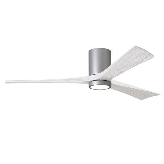 Matthews Fans Irene-3HLK 60in 3-Blade Flush Mount Ceiling Fan | Contemporary Brushed Nickel and Matte White Wood | Great | Model IR3HLK-BN-MWH-60