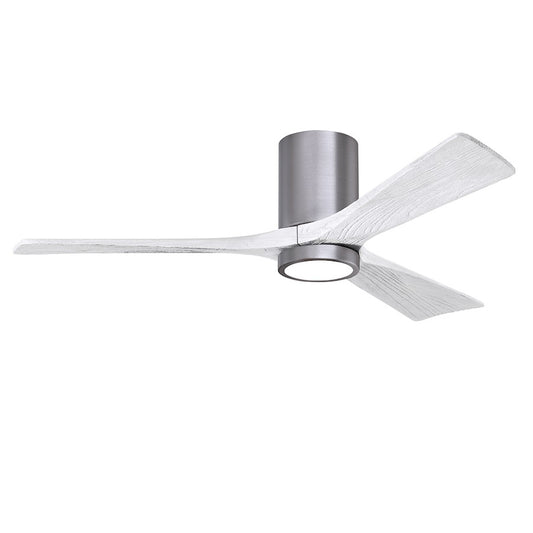 Matthews Fans Irene-3HLK 52in 3-Blade Flush Mount Ceiling Fan | Brushed Pewter and Matte White Wood | Living Room & Covered | Model IR3HLK-BP-MWH-52