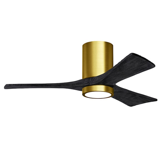 Matthews Fans Irene 3HLK 42in 3-Blade LED Ceiling Fan | Contemporary Brushed Brass and Matte Black Solid Wood | Living Room | Model IR3HLK-BRBR-BK-42