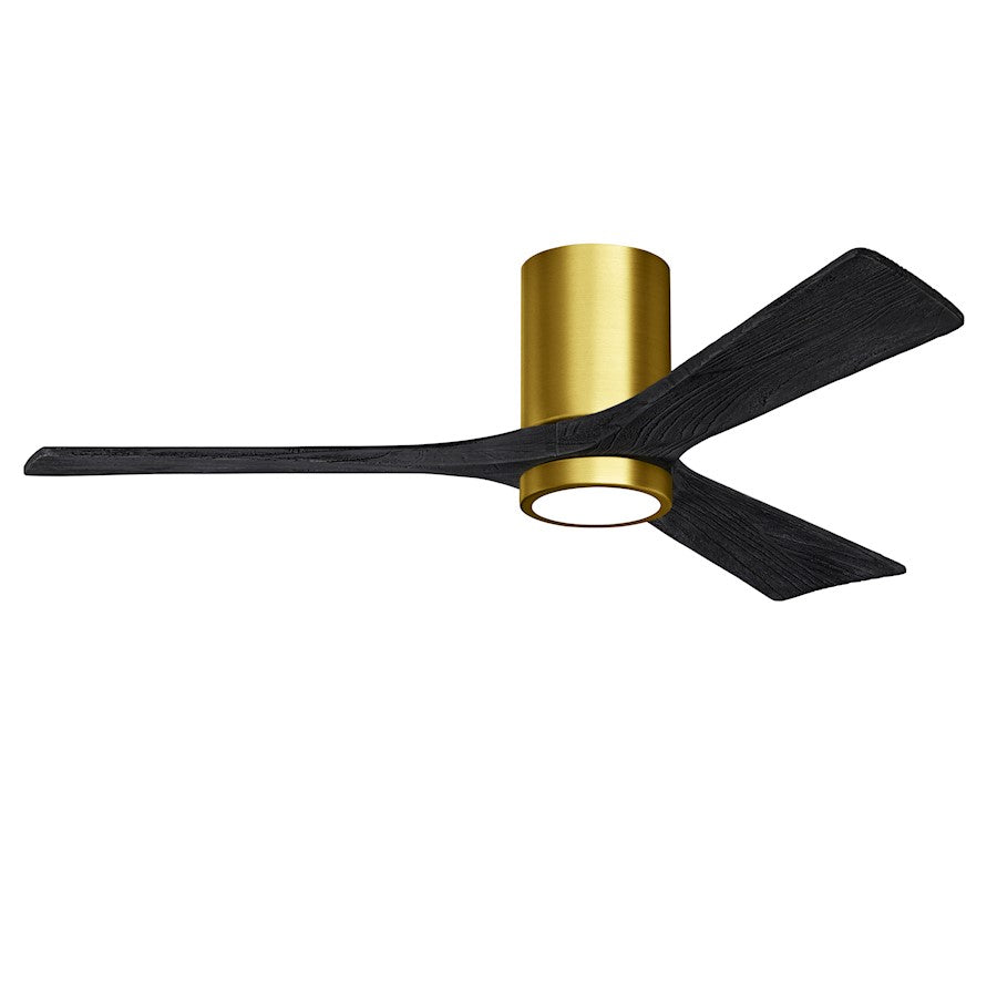 Matthews Fans Irene 3HLK 52in 3-Blade LED Ceiling Fan | Contemporary Brushed Brass and Matte Black Solid Wood | Living Room | Model IR3HLK-BRBR-BK-52