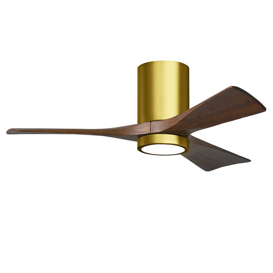 Matthews Fans Irene 3HLK 42in 1-Light Ceiling Fan | Brushed Brass and Walnut Solid Wood | Bedroom & Living Room | Model IR3HLK-BRBR-WA-42