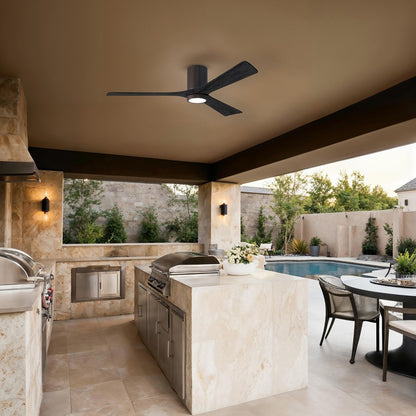 Matthews Fans Irene-3HLK 60in 3-Blade LED Ceiling Fan | Rustic Modern Textured Bronze and Matte Black Wood | Covered Patio | Model IR3HLK-TB-BK-60