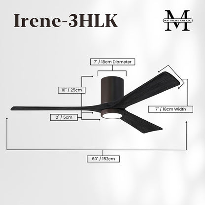 Matthews Fans Irene-3HLK 60in 3-Blade LED Ceiling Fan | Rustic Modern Textured Bronze and Matte Black Wood | Covered Patio | Model IR3HLK-TB-BK-60