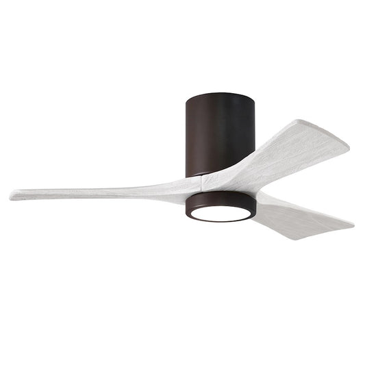 Matthews Fan Irene-3HLK 42in 3-Blade Flush Mount Ceiling Fan | Textured Bronze and Matte White Wood | Bedroom & Covered | Model IR3HLK-TB-MWH-42