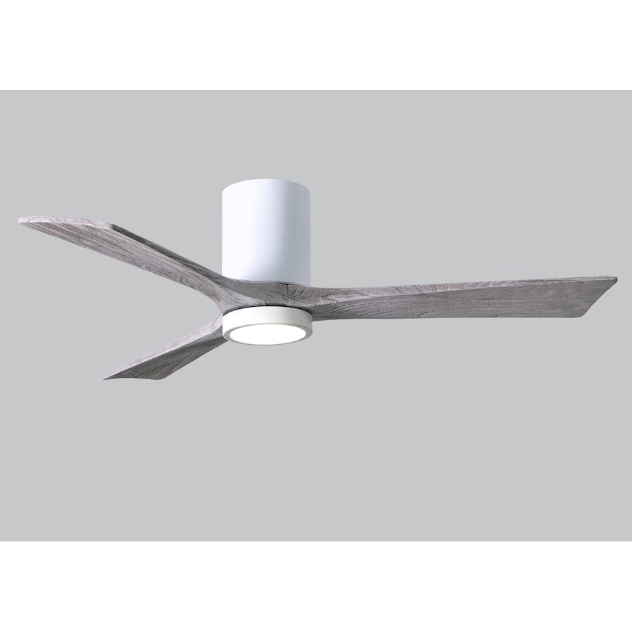 Matthews Fan Irene-HLK 52in 3-Blade LED Hugger Ceiling Fan | Gloss White and Barn Wood Solid Wood | Bedroom & Living Room | Model IR3HLK-WH-BW-52