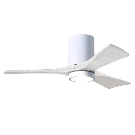 Matthews Fans Irene-3HLK 42in 3-Blade Flush Mount Ceiling Fan | Contemporary Gloss White and Matte White Wood | Bedroom | Model IR3HLK-WH-MWH-42