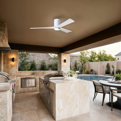 Matthews Fans Irene-3HLK 60in 3-Blade LED Ceiling Fan | Contemporary Gloss White and Matte White Wood | Great Room | Model IR3HLK-WH-MWH-60