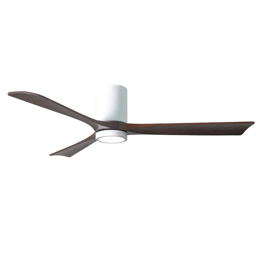 Matthews Fan Irene-HLK 42in 3-Blade LED Hugger Ceiling Fan | Gloss White and Walnut Solid Wood | Bedroom & Living Room | Model IR3HLK-WH-WA-42