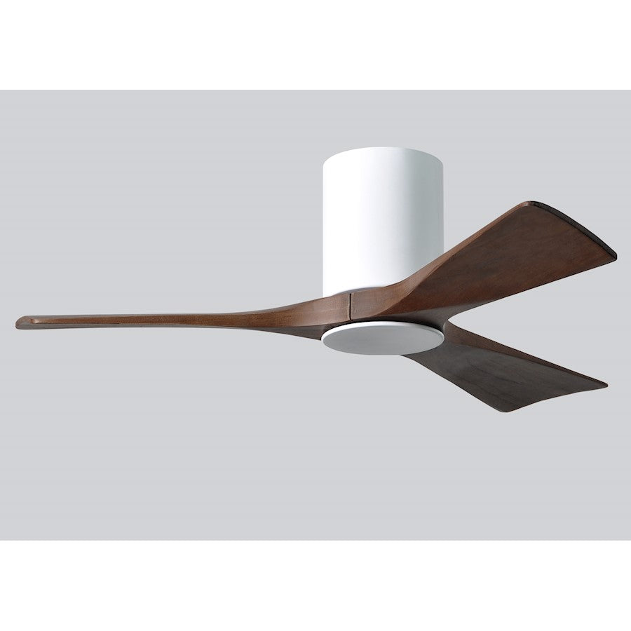 Matthews Fan Irene-HLK 42in 3-Blade LED Hugger Ceiling Fan | Gloss White and Walnut Solid Wood | Bedroom & Living Room | Model IR3HLK-WH-WA-42