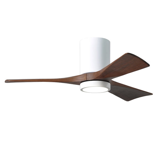 Matthews Fan Irene-HLK 60in 3-Blade LED Hugger Ceiling Fan | Gloss White and Walnut Tone Solid Wood | Bedroom & Living Room | Model IR3HLK-WH-WA-60