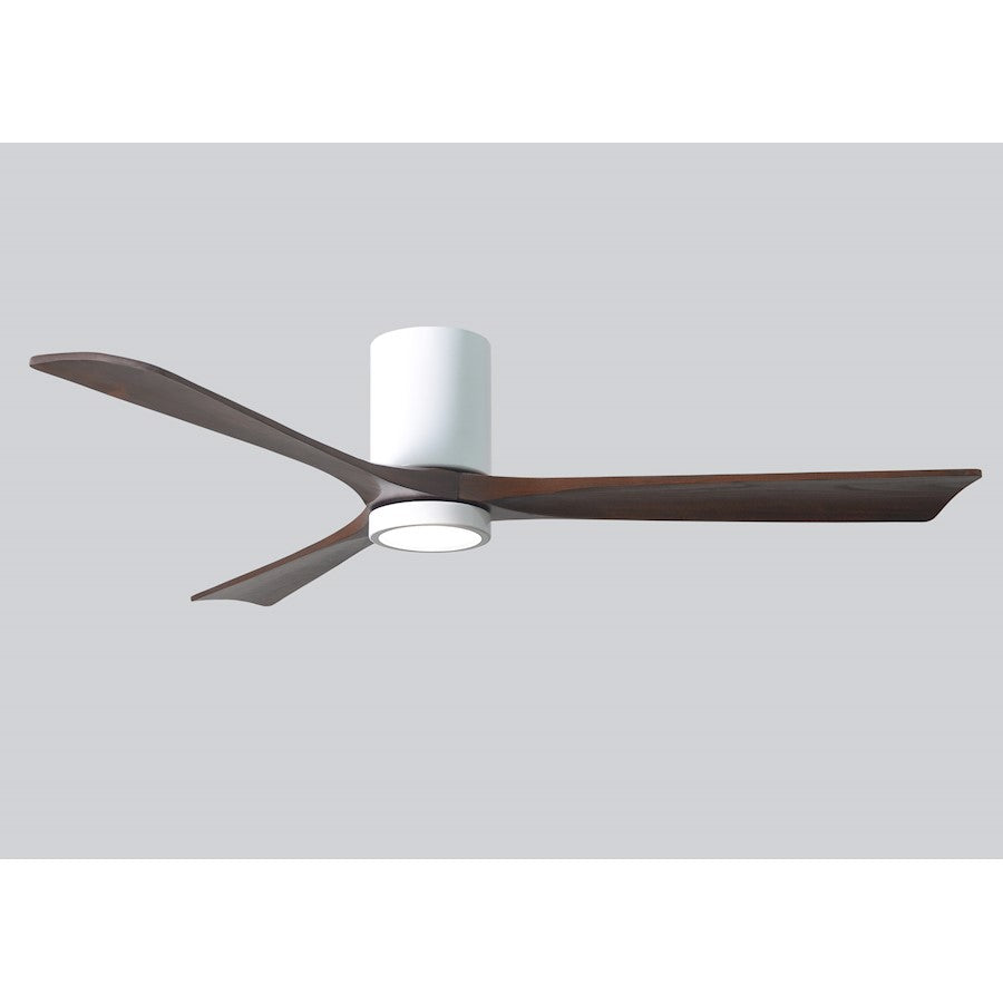 Matthews Fan Irene-HLK 60in 3-Blade LED Hugger Ceiling Fan | Gloss White and Walnut Tone Solid Wood | Bedroom & Living Room | Model IR3HLK-WH-WA-60