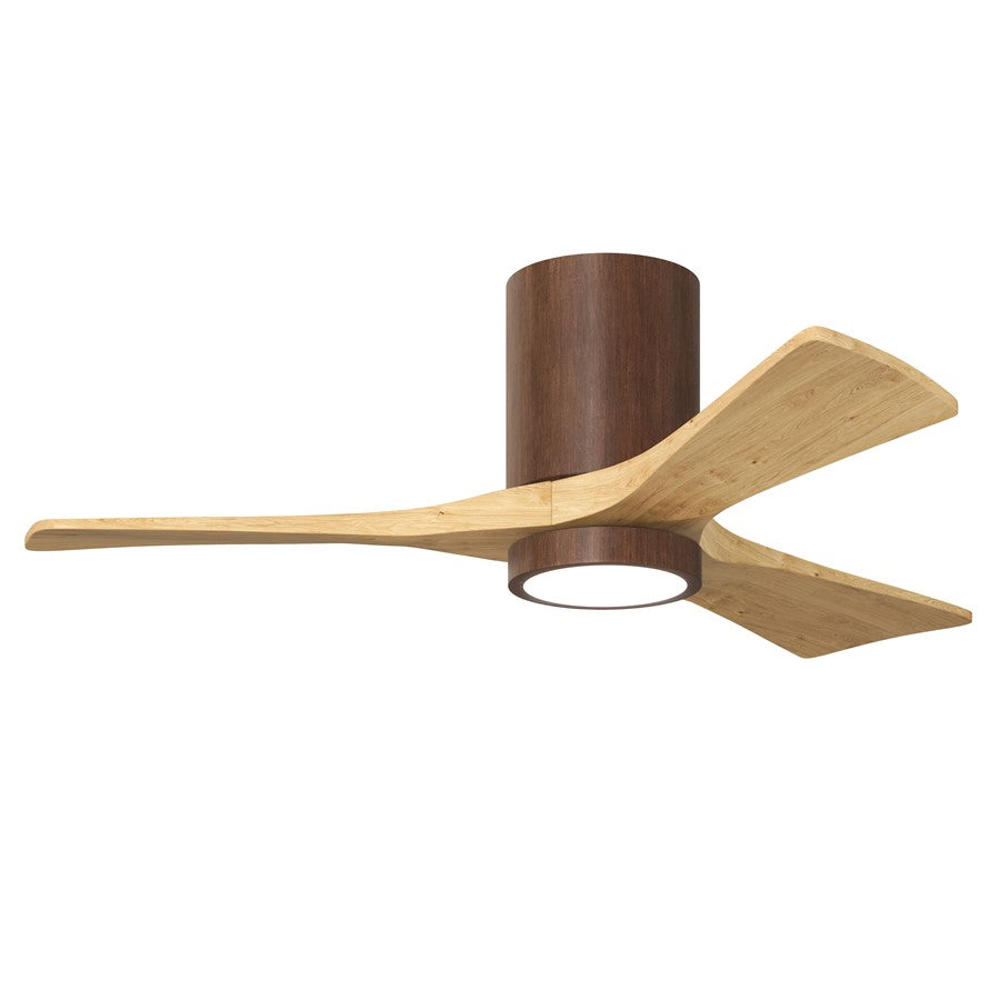 Matthews Fans Irene-3HLK 42in 3-Blade Flush Mount Ceiling Fan | Walnut and Light Maple Solid Wood Blades | Bedroom & Kitchen | Model IR3HLK-WN-LM-42