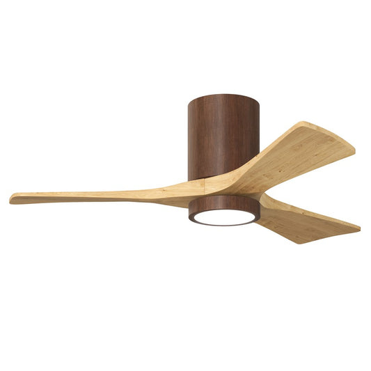 Matthews Fans Irene-3HLK 42in 3-Blade Flush Mount Ceiling Fan | Walnut and Light Maple Solid Wood Blades | Bedroom & Kitchen | Model IR3HLK-WN-LM-42