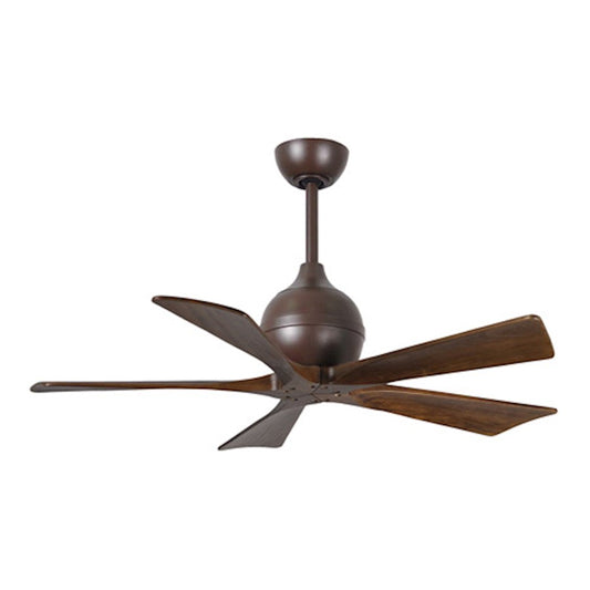 Matthews Fan Irene-5 42in 5-Blade Ceiling Fan | Rustic Textured Bronze and Walnut | Bedroom & Covered Patio | 42 x 42 x 11 in | Model IR5-TB-WA-42