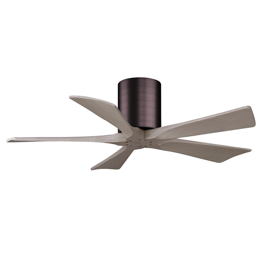 Matthews Fans Irene-5H 42in 5-Blade Ceiling Fan | Brushed Bronze and Gray Ash Solid Wood Blades | Bedroom & Home Office | Model IR5H-BB-GA-42