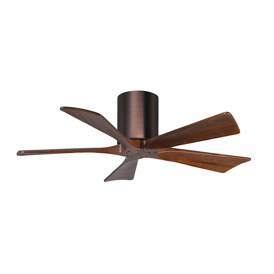 Matthews Fans Irene 5H 52in 5-Blade Ceiling Fan | Brushed Bronze and Walnut Solid Wood | Living Room & Covered Patio | Model IR5H-BB-WA-52