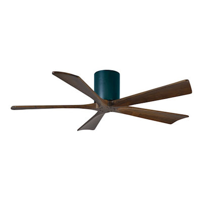 Matthews Fan Irene-H 60in 5-Blade Flush Mount Ceiling Fan | Gloss White and Walnut Tone Solid Wood | Great Room & Covered Patio | Model IR5H-WH-WA-60