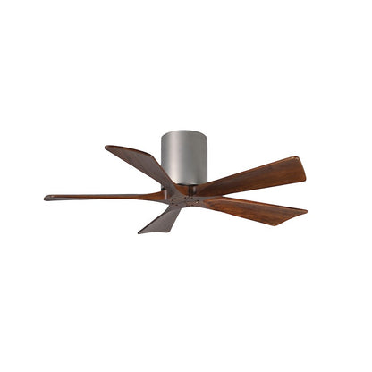 Matthews Fan Irene-H 60in 5-Blade Flush Mount Ceiling Fan | Gloss White and Walnut Tone Solid Wood | Great Room & Covered Patio | Model IR5H-WH-WA-60