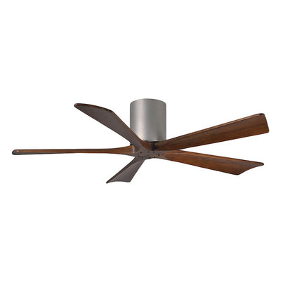 Matthews Fan Irene-H 60in 5-Blade Flush Mount Ceiling Fan | Gloss White and Walnut Tone Solid Wood | Great Room & Covered Patio | Model IR5H-WH-WA-60