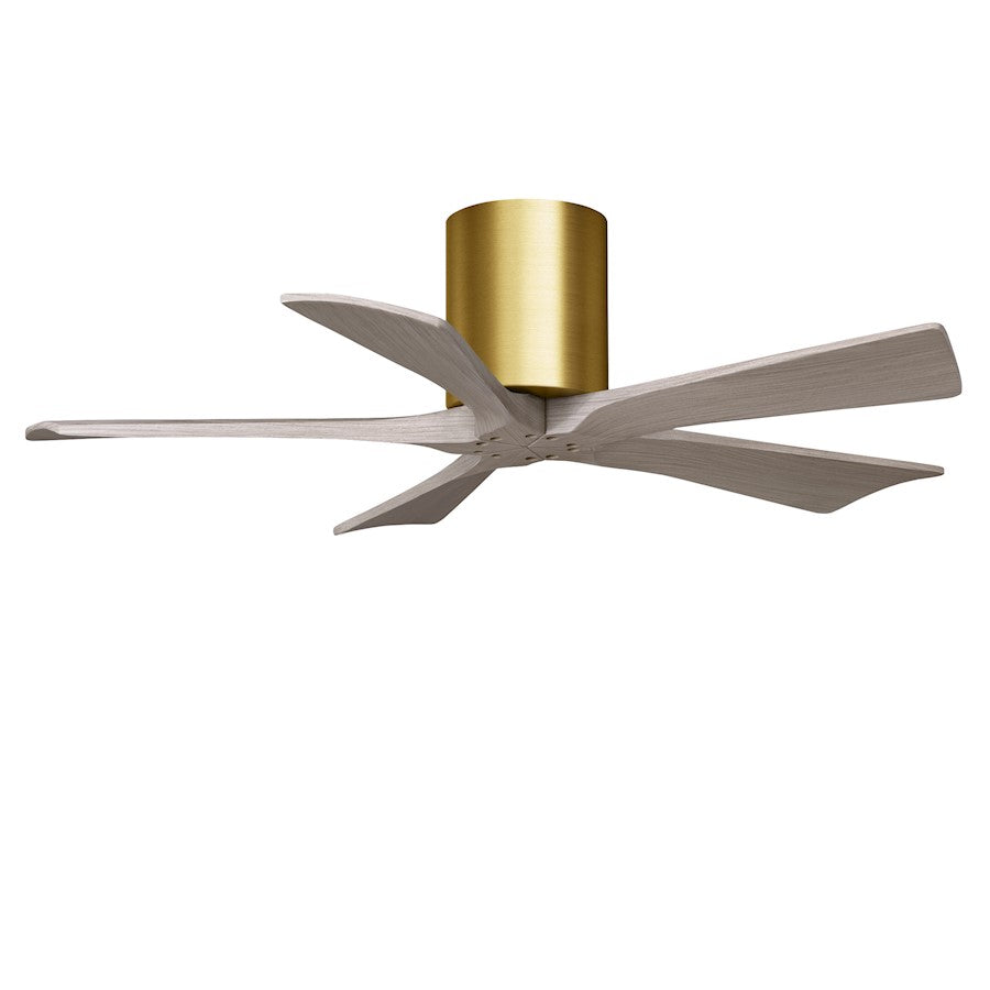 Matthews Fans Irene-5H 42in 5-Blade Ceiling Fan | Brushed Brass and Gray Ash Solid Wood | Bedroom & Living Room | Model IR5H-BRBR-GA-42