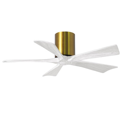 Matthews Fans Irene-5H 60in 5-Blade Ceiling Fan | Brushed Brass and Matte White Wood | Large Living Room & Great Room | Model IR5H-BRBR-MWH-60