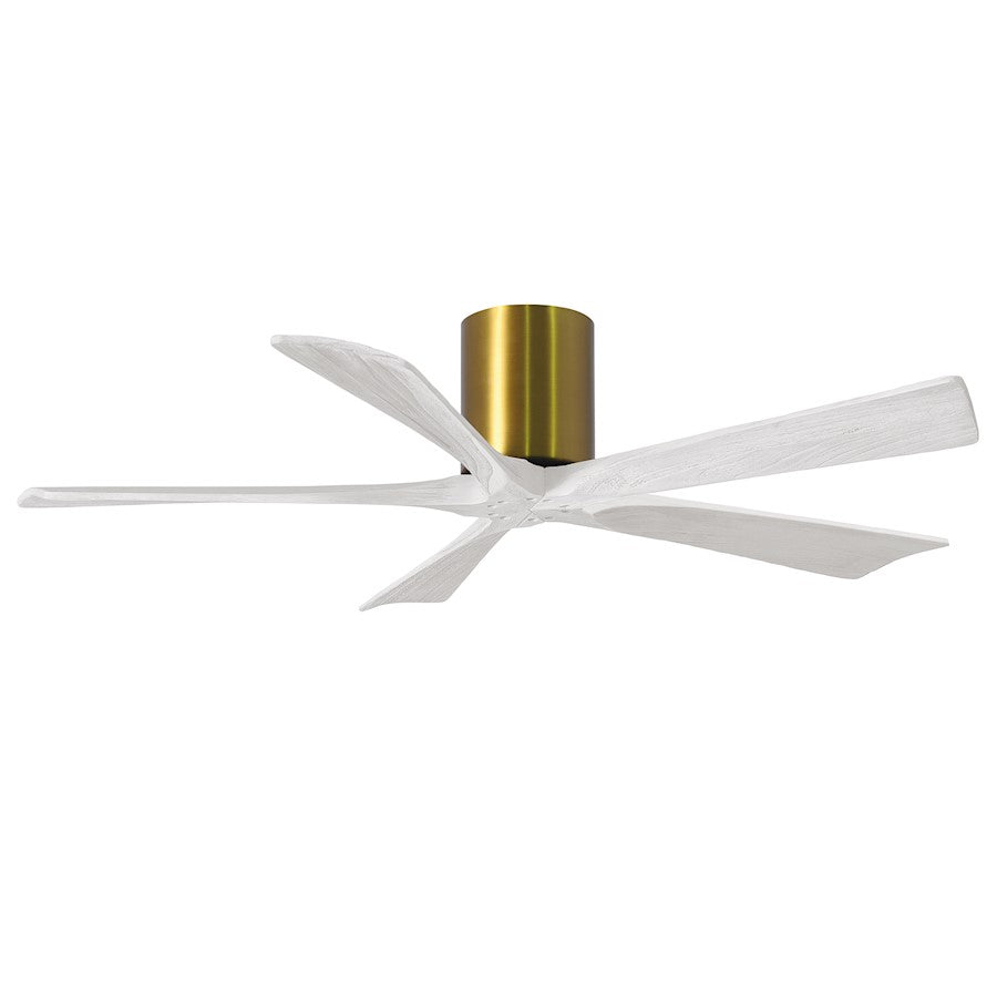 Matthews Fans Irene-5H 60in 5-Blade Ceiling Fan | Brushed Brass and Matte White Wood | Large Living Room & Great Room | Model IR5H-BRBR-MWH-60