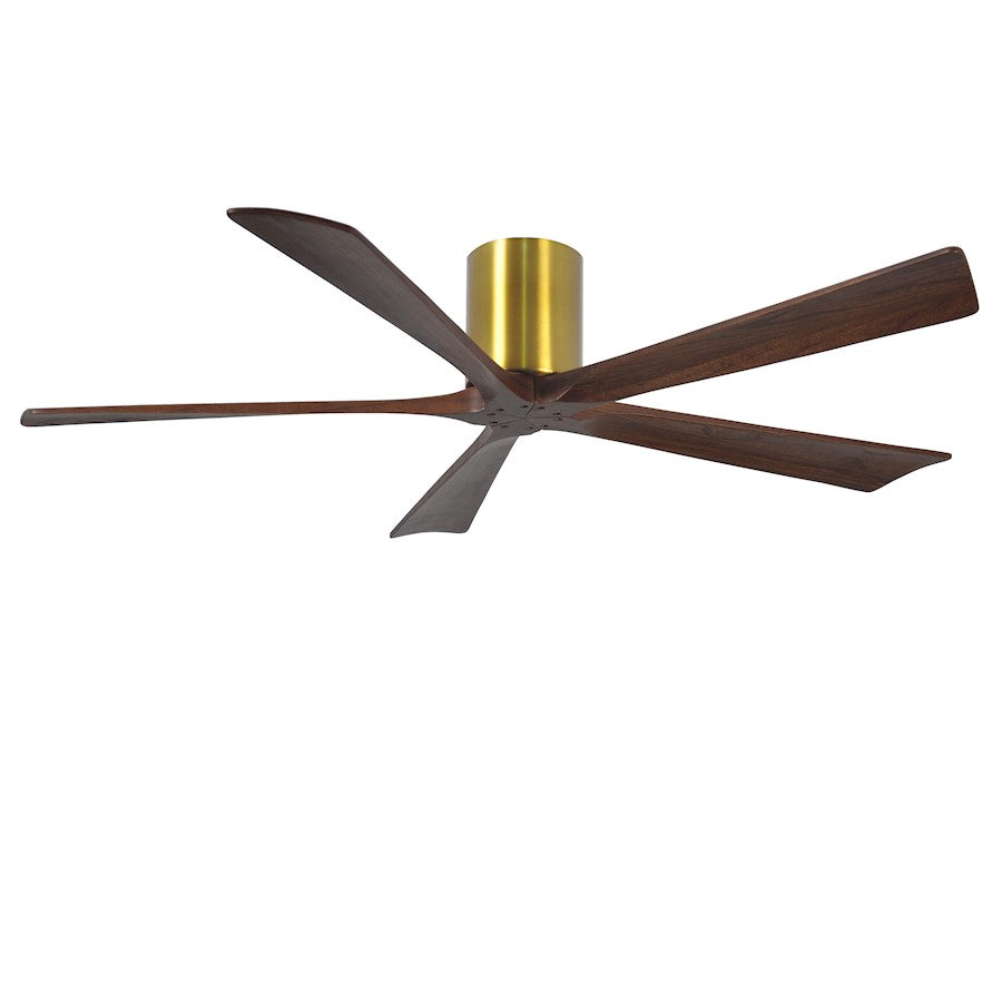 Matthews Fan Irene-H 60in 5-Blade Flush Mount Ceiling Fan | Gloss White and Walnut Tone Solid Wood | Great Room & Covered Patio | Model IR5H-WH-WA-60