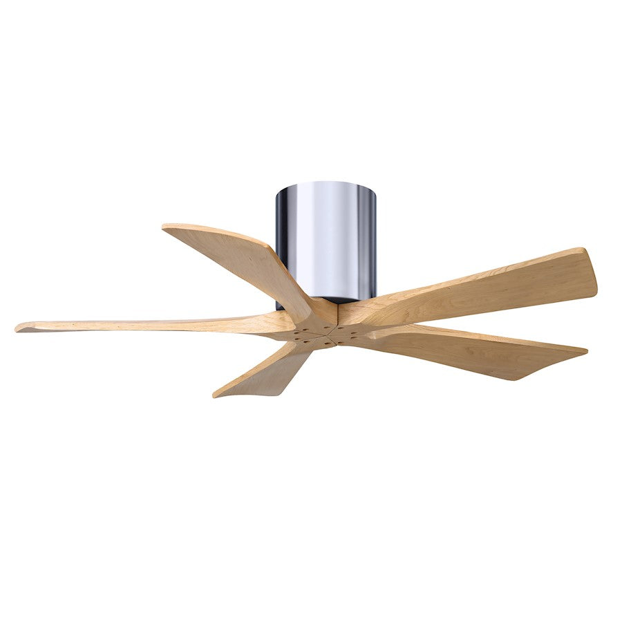 Matthews Fans Irene-5H 42in 5-Blade Ceiling Fan | Contemporary Polished Chrome and Light Maple Solid Wood | Bedroom & Living | Model IR5H-CR-LM-42