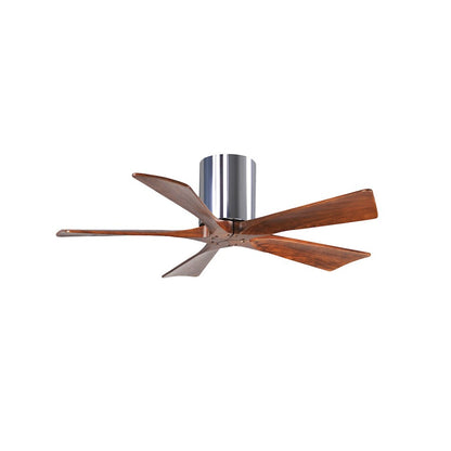 Matthews Fan Irene-H 60in 5-Blade Flush Mount Ceiling Fan | Gloss White and Walnut Tone Solid Wood | Great Room & Covered Patio | Model IR5H-WH-WA-60