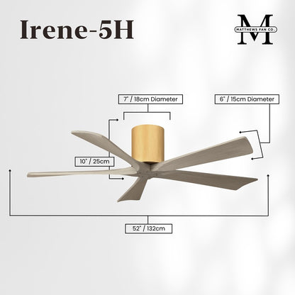 Matthews Fans Irene-5H 52in 5-Blade Flush Ceiling Fan | Contemporary Gray Ash Wood and Light Maple | Large Living Room | Model IR5H-LM-GA-52