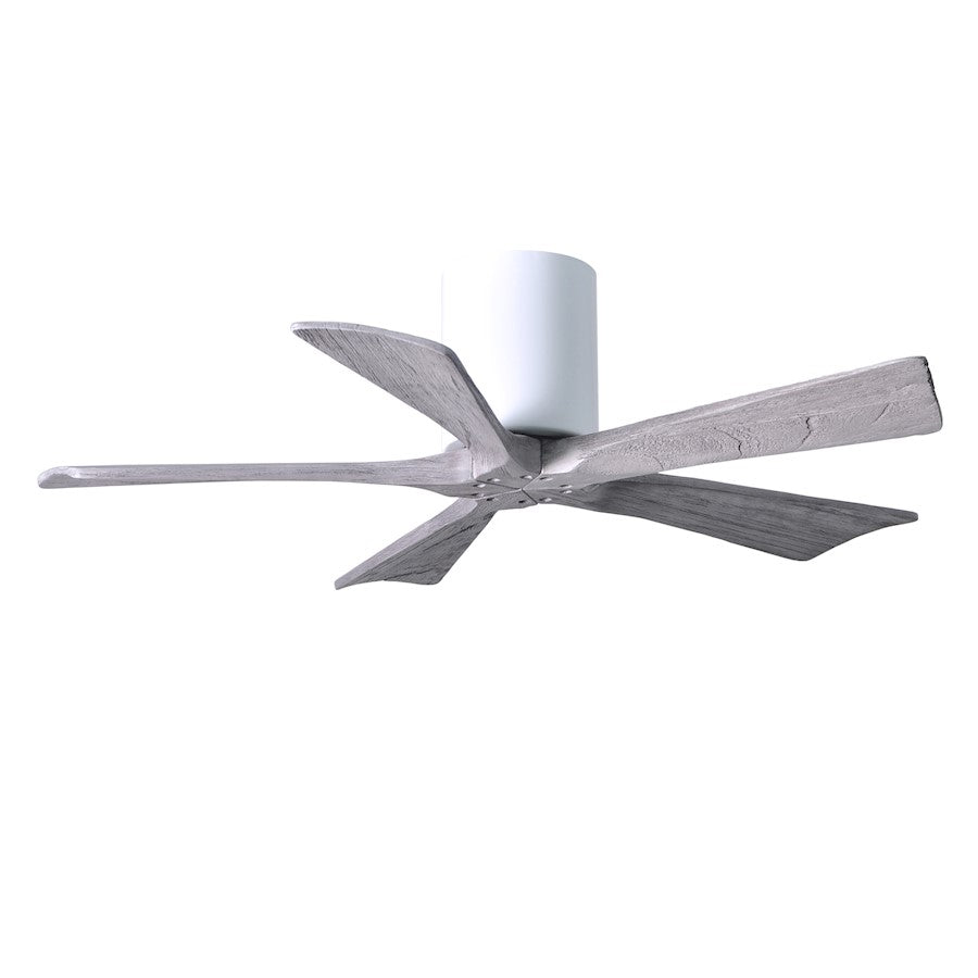 Matthews Fan Irene-H 60in 5-Blade Flush Mount Ceiling Fan | Gloss White and Barn Wood Tone Solid Wood | Living Room & Covered | Model IR5H-WH-BW-60