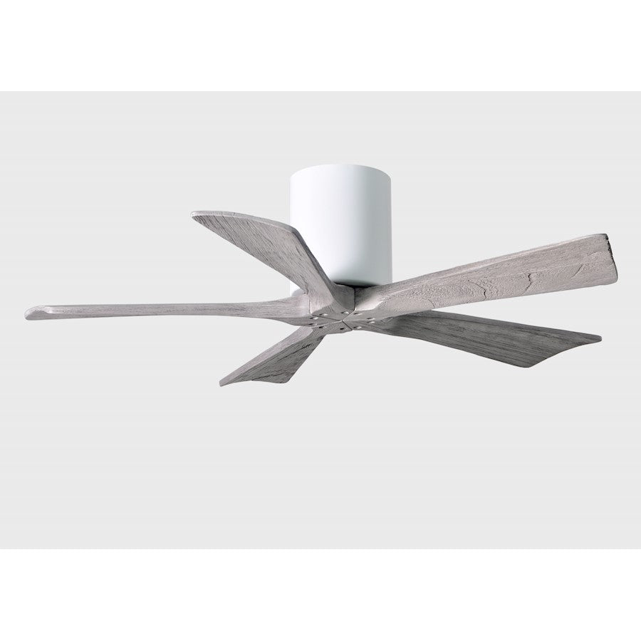 Matthews Fan Irene-H 60in 5-Blade Flush Mount Ceiling Fan | Gloss White and Barn Wood Tone Solid Wood | Living Room & Covered | Model IR5H-WH-BW-60