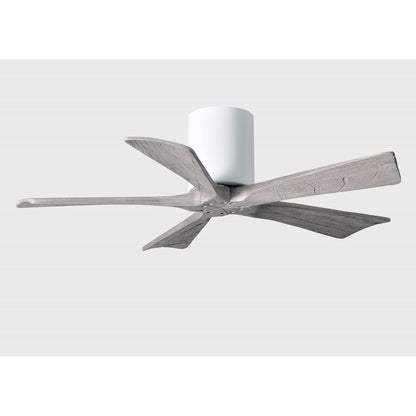 Matthews Fan Irene-H 60in 5-Blade Flush Mount Ceiling Fan | Gloss White and Barn Wood Tone Solid Wood | Living Room & Covered | Model IR5H-WH-BW-60