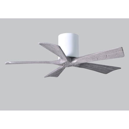 Matthews Fan Irene-H 60in 5-Blade Flush Mount Ceiling Fan | Gloss White and Barn Wood Tone Solid Wood | Living Room & Covered | Model IR5H-WH-BW-60