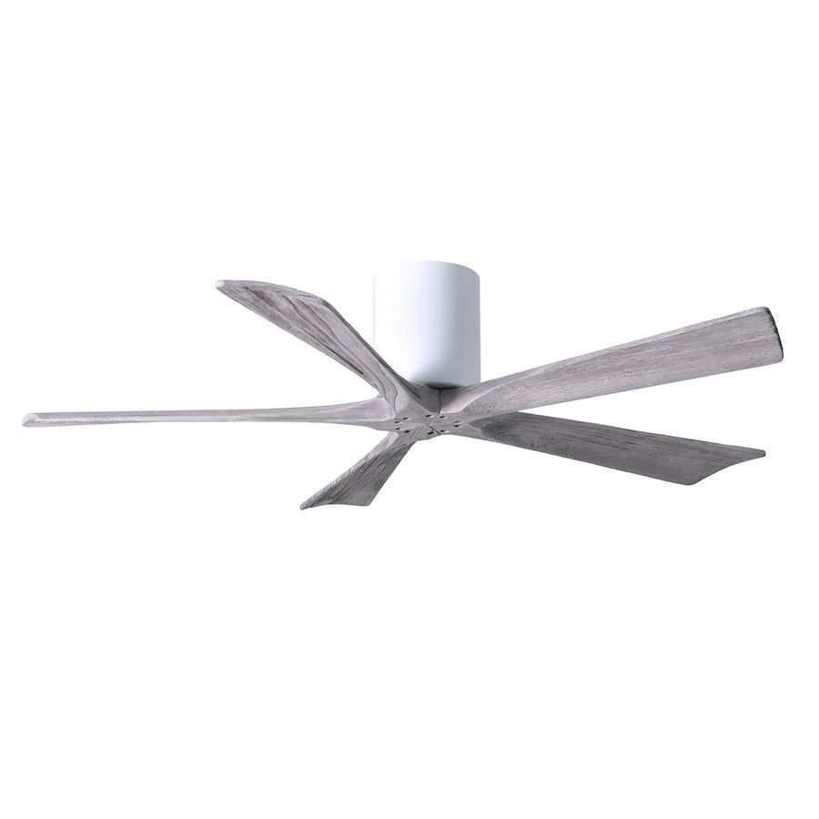 Matthews Fan Irene-H 60in 5-Blade Flush Mount Ceiling Fan | Gloss White and Barn Wood Tone Solid Wood | Living Room & Covered | Model IR5H-WH-BW-60