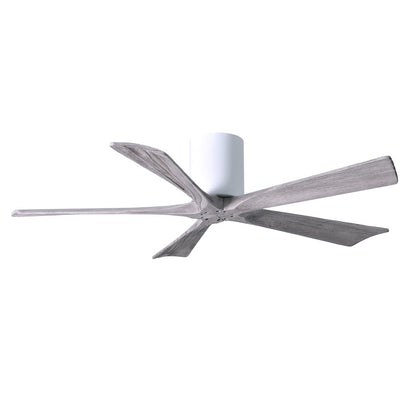 Matthews Fan Irene-H 60in 5-Blade Flush Mount Ceiling Fan | Gloss White and Barn Wood Tone Solid Wood | Living Room & Covered | Model IR5H-WH-BW-60