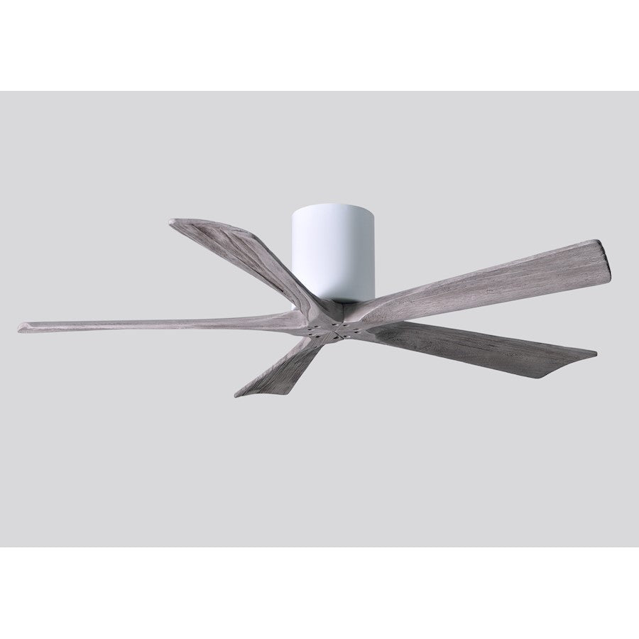 Matthews Fan Irene-H 60in 5-Blade Flush Mount Ceiling Fan | Gloss White and Barn Wood Tone Solid Wood | Living Room & Covered | Model IR5H-WH-BW-60